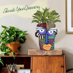 Abstract Face Planter Pots for Plants,Hand-Painted Colorful Flower Pots with Drainage, Indoor Outdoor Garden Decor Gift(Classic,Large)