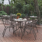 Flash Furniture Lila Metal Restaurant Stack Chairs with Metal Slats, Set of 4, Bronze