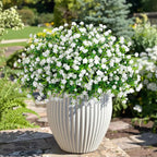 20 Bundles Artificial Flowers for Outdoors Fake Plastic Flowers UV Resistant Realistic Faux Plants Shrubs for Spring Summer Garden Porch Yard Patio Planter Window Box Home Decor, White