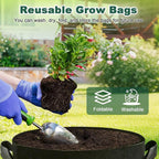 5 Pack 5 Gallon Grow Bags, Thickened Aeration Nonwoven Fabric Plant Pots with Handles, Heavy Duty 300G Garden Planting Bag for Tomato, Potato, Strawberry, Vegetable, Fruits and Flowers