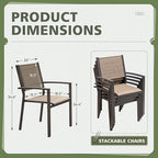 Flamaker Patio Chairs Textilene Outdoor Chairs Set of 6 Stackable Dining Chair for Backyard, Deck, Poolside (Beige)