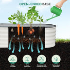 Galvanized Raised Garden Bed - 6×2×1.4ft Planter Raised Beds for Gardening | Oval Metal Garden Planter Box with Safety Edging and Gloves for Vegetables Fruits and Flower White