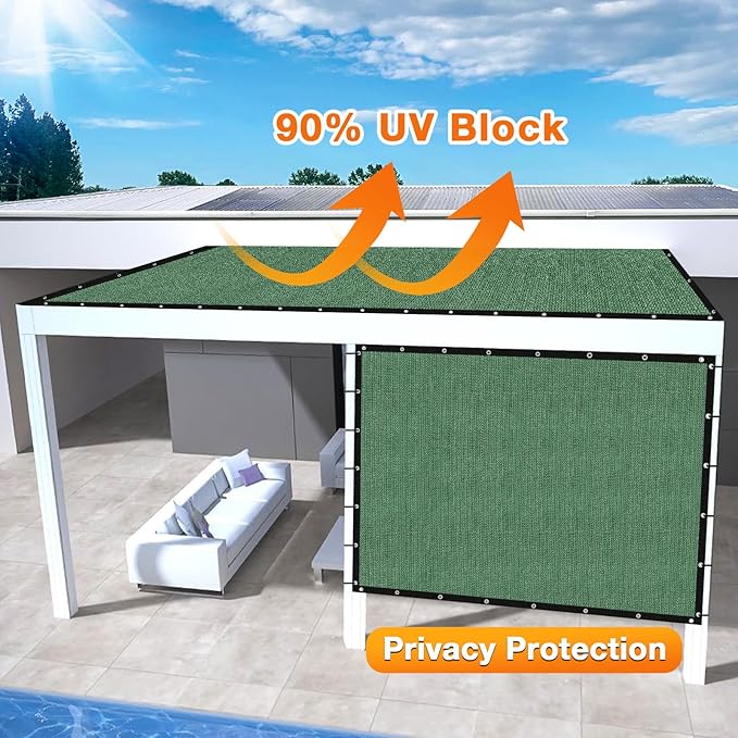 Artpuch Outdoor Pergola Shade Cover 6' X 13' Sun Shade Cloth with Grommets, 90% UV Protection Canopy Patio Privacy Screen (Customized Available) GN107, Green