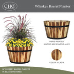Classic Home and Garden Outdoor Whiskey Resin Flower Pot Barrel Planter, Oak Brown, 20.5" (Pack of 2)
