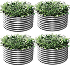 4 Pack 3x3ft Round Galvanized Raised Garden Bed Outdoor, Metal Garden Bed for Vegetables, Above Ground Garden Box for Flower, Steel Raised Beds for Gardening - 3ftx3ftx10inch