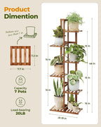 Bamworld Bamboo Plant Stand Indoor 6 Tiered Plant Shelf Outdoor Corner Plant Rack for Multiple Plants Flower Stand Plant Holder for Living Room Bedroom Balcony Patio Garden 48 Inch Tea Brown