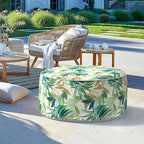 LVTXIII Inflatable Stool Ottoman Footrest with Handle, Decorative Fade-Resistant Foot Stool, Indoor or Outdoor Pouf for Home Garden and Camping Use, 31x31x14, Lush Leaf Green
