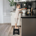 Delxo Folding Step Stool for Kids and Adults,15-Inch Extra Wide 9 Inch Height Heavy Duty Stepping Stool More Safe and Comfortable Non Slip Foldable Step Stool Black