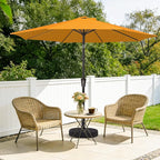 MEWAY 9ft Patio Umbrella Outdoor Table Umbrellas with Push Tilt and Crank, Market Umbrella 8 Sturdy Ribs for Deck, Garden, Pool and Backyard, Bright Orange