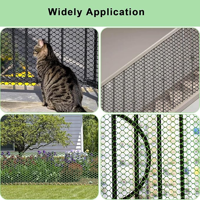 Garden Netting Roll, Black Plastic Wire Mesh, 15.7 x 10 ft, 20 Zip Ties