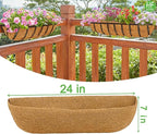 HFHOME 4PCS 24 Inch Coco Liners for planters, Horse Trough Coconut Planter Hanging Basket Liners for Window Box Hanging Trough Planter