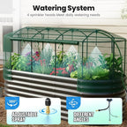 Quictent Galvanized Raised Garden Bed Kit with Self Watering System and Mesh Cover, Large Oval Metal Outdoor Planter Garden Boxes for Vegetables Herbs Flowers, 8x3x2Ft