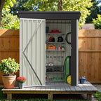 Greesum 5×3 FT Outdoor Storage Shed, Metal Storaged Sheds Without Floor, Tool Sheds with Lockable Doors and Sloping Roof for Garden, Patio, Backyard, White
