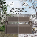 80 Gallon Outdoor Storage Bench Deck Box Waterproof Lockable,Outdoor Storage Furniture for Patio,Garden and Porch,Tools and Cushions（ Grey）