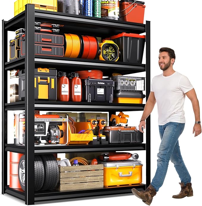 71"H-35"W Metal Garage Shelving-2050LBS 5 Tier Storage Shelves,Adjustable Heavy Duty Shelving Unit and Storage Large Rack,Utility Steel Shelf For Shop Warehouse Industrial Pantry Basement 71"x35"x16"