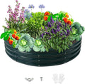 Durable Round Steel Raised Garden Bed Painted for Planting Vegetable/Herbs/Flowers/Trees at Backyard/Garden,or Baby Chicken,Christmas Tree Fence (Dark Green, 47 in Diameter x 12 in high)