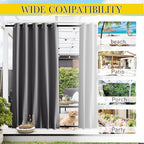 NICETOWN 2 Panels Weighted Blackout Curtains for Patio Waterproof, Top & Bottom Grommet & Back Tab Fixed Outdoor Curtains Windproof Drapes Thermal Insulated for Porch, W66 x L84, Grey