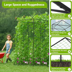 Metal Garden Arch Trellis for Climbing Plants Outdoor, 7.1FT Extra Tall Cucumber Trellis for Raised Bed, Plant Trellis for Vegetable Fruit Flower Vine（Black）