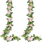 Artificial Greenery Pink Silk Rose Vine Garland, 2 Pack of 7.75 Ft Vines
