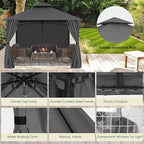 MASTERCANOPY Patio Gazebo Steel Frame Outdoor Gazebo with Windows Curtains (11x11,Dark Gray)