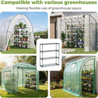 Ohuhu Plant Greenhouse Shelves 4 Tier 2 Pack Extra-Wide Stable Green House Shelving for Outdoor, 35x12x42 Inch Portable Rustproof Metal Shelf Plant Stand Rack Greenhouse Accessories