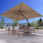 9' X 12' Cantilever Outdoor Patio Umbrellas with Base Included, Large Rectangle Umbrella Heavy Duty 360°Rotation Offset Umbrella for Garden Deck Pool Patio,Brown