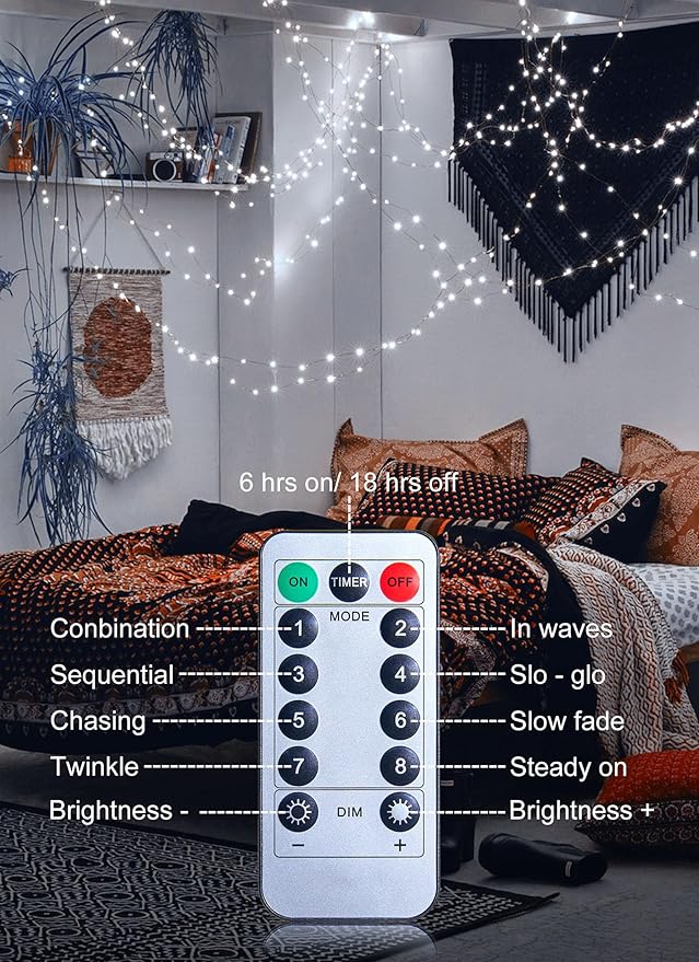 String Lights 33 Ft 100 LED Pure White Battery Powered Fairy Lights