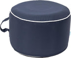 QILLOWAY Indoor/Outdoor Inflatable Stool,Round Ottoman,All Weather Foot Rest for Camping or Home,Navy Blue