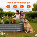 Raised Garden Bed Outdoor 2 Sets Oval Large Coating Metal Planter Box with No Heavy Metal for Vegetables, Flowers, Herbs