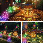 2 Pack Solar Lanterns Outdoor Waterproof,Hummingbird Watering Can Garden Decor,Hanging Solar Path Lights Yard Art,Outside Patio Decorations Gardening Christmas Gifts for Mom Grandma Women (with Hook)