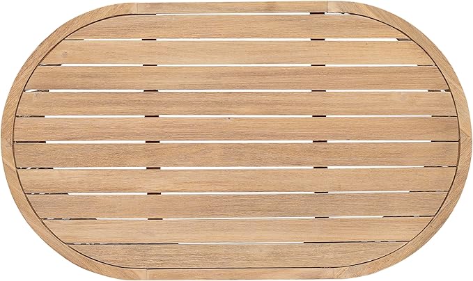 Christopher Knight Home Buekaz Outdoor Acacia Wood Coffee Table with Woven Rope Accents, Outdoor Patio Slatted Oval Centerpiece, Boho Chic Garden Sofa Side Accent Table for Modern Decor, Light Teak