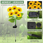2 Pack with 12 Sunflower Solar Lights Outdoor Garden Decor,Solar Flowers Lights Waterproof,Sunflowers Gifts for Mom Women Grandma Birthday,Decorative Stakes Lights for Landscape Yard Patio Lawn