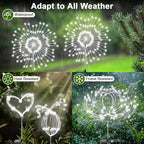 Solar Garden Lights Outdoor, 6 Pack 120 LED Twinkling Firework Lights Decorative with 2 Modes, Outdoor Waterproof Solar Starburst Light for Outside Yard Pathway Garden Decor, White