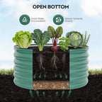 ZORMY Galvanized Raised Garden Bed Outdoor, Round Metal Planter Boxes 2 Pcs, 3x3x1.4ft Steel Raised Bed Kit for Planting Vegetables, Fruits, Flowers(LotusGreen)