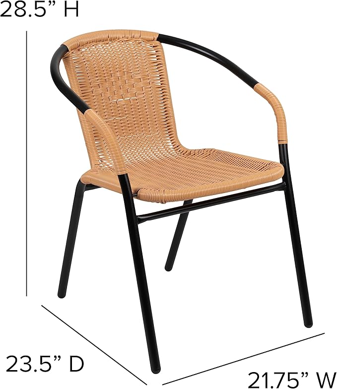 Lila 2 Pack Beige Rattan Indoor-Outdoor Restaurant Stack Chair