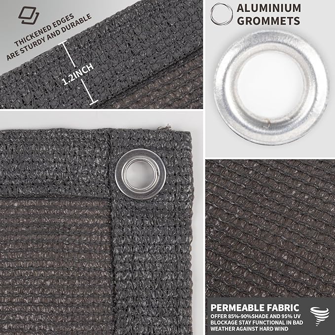 LOVE STORY Custom Size 3'x29' Dark Grey Balcony Privacy Screen,UV Block Privacy Fence Screen,90% Shield for Outdoor Pool Garden Apartment Railing
