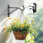 6 Inch 2 Pack Heavy Duty Plant Hangers Outdoor, Metal Plant Brackets for Hanging Baskets, Plant Wall Hooks for Bird Feeders, Wind Chimes & Lanterns, Premium Metal Hooks Matte Black, 30lbs Capacity