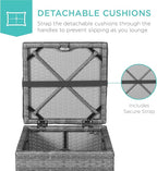 Best Choice Products Set of 2 Wicker Ottomans, Multipurpose Outdoor Furniture for Patio, Backyard, Additional Seating, Footrest, Side Table w/Storage, Removable Cushions - Gray/Gray