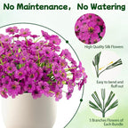 MACTING 24 Bundles Artificial Flowers for Outdoors Fake Flowers UV Resistant Faux Plastic Plants No Fade for Planters Window Patio Porch Home Garden Outside Spring Summer Decorations(Purple)