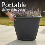 Sunnydaze 20-Inch Anjelica Large Plastic Pot for Plants - Outdoor Double-Walled Large Plastic Planter with Drillable Drainage Holes - Slate - 2pk