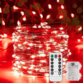 Indoor String Lights 2-Pack, 16.4 Ft Red LED Battery Powered with Remote
