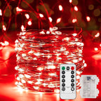 Indoor String Lights 2-Pack, 16.4 Ft Red LED Battery Powered with Remote