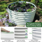 A ANLEOLIFE 2-Pack 3ft x 24” Tall Galvanized Raised Garden Beds Outdoor, Round Metal Planter Box for Planting Vegetables Flowers Herb, Anti-Rust & Easy-Setup, Antique White
