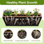 Halatool 2 Pack Heavy-Duty Metal Deck Railing Planter Box, 24 Inch Rust-Resistant Rectangular Window Boxes Planters with Coco Liner & Adjustable Brackets, Grow More On Your Balcony, Patio & Fence