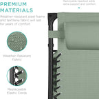 Best Choice Products 30” Wide Folding Zero Gravity Outdoor Recliner Patio Lounge Chair w/Adjustable Canopy Shade, Headrest, Side Accessory Tray - Sage Green