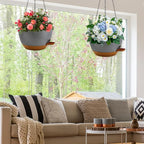 12 inch Hanging Planters for Indoor Plants, 2 Pack Self-Watering Hanging Planter Pots with Chain and Drainage Holes, Outdoor Plastic Hanging Baskets for Garden Home Decor