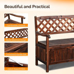 VINGLI Outdoor Storage Bench, Large Wood Deck Box with Seating, Weatherproof Outdoor Bench with Storage Loveseat, 2-Person Wooden Patio Bench for Entryway, Backyard, Garden