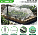 Garden Hoops for Raised Beds- Rust Free Fiberglass Frame Plant Hoops with Support Bases -Greenhouse Hoops Grow Tunnel , 72pcs，Vanilla