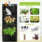 Cosmos Hanging Wall Planter with 4 Pockets Vertical Garden Planter Wall Mounted Flower Pouch Plant Growing Bag Garden Tools Storage Bag for Outdoor Decor