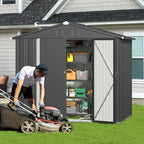 Gizoon Outdoor Storage Shed 8 x 6 FT, Galvanized Metal Garden Shed - Image 2